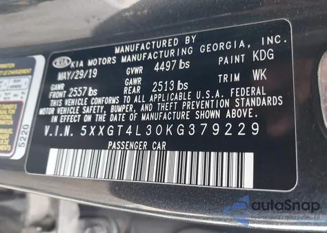 2019 Kia Optima Lx z USA, uszkodzony, nr VIN 5XXGT4L30KG379229